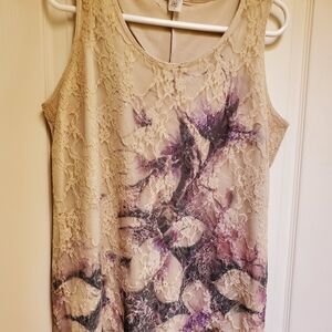Tank with lace overlay